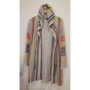 VENUS‎ Hooded Knit Sweater Large Open Front Cardigan Striped Lightweight Jacket